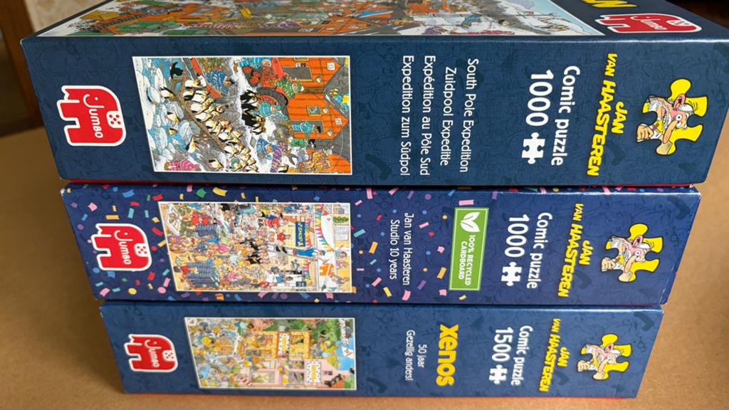 Jan van Haasteren Puzzels: 2x1000 en 1x1500 stukjes, Ophalen, 500 t/m 1500 stukjes, Zo goed als nieuw, Legpuzzel