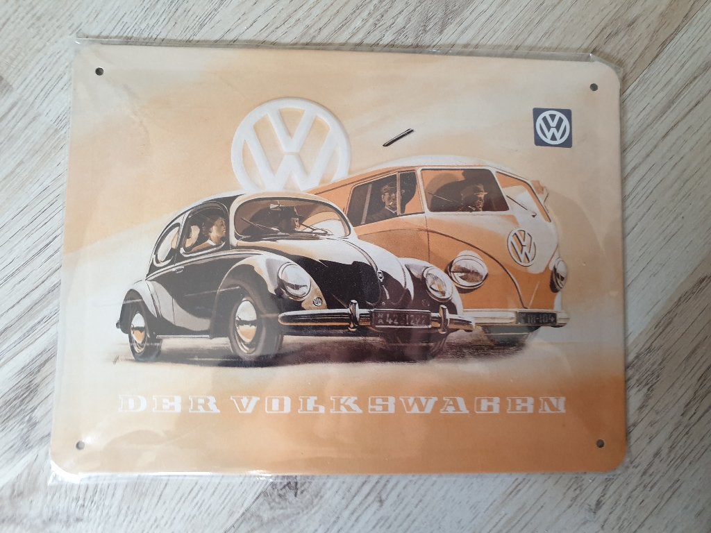 metalen plaat nostalgic art vw volkswagen bus en kever, Ophalen of Verzenden, Nieuw