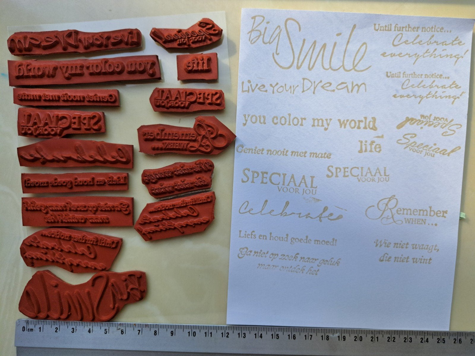 STAMPING COTTAGE RUBBER STEMPELS TEKSTEN KAARTEN MAKEN, Hobby en Vrije tijd, Ophalen of Verzenden, Zo goed als nieuw, EZ-mounted stempel