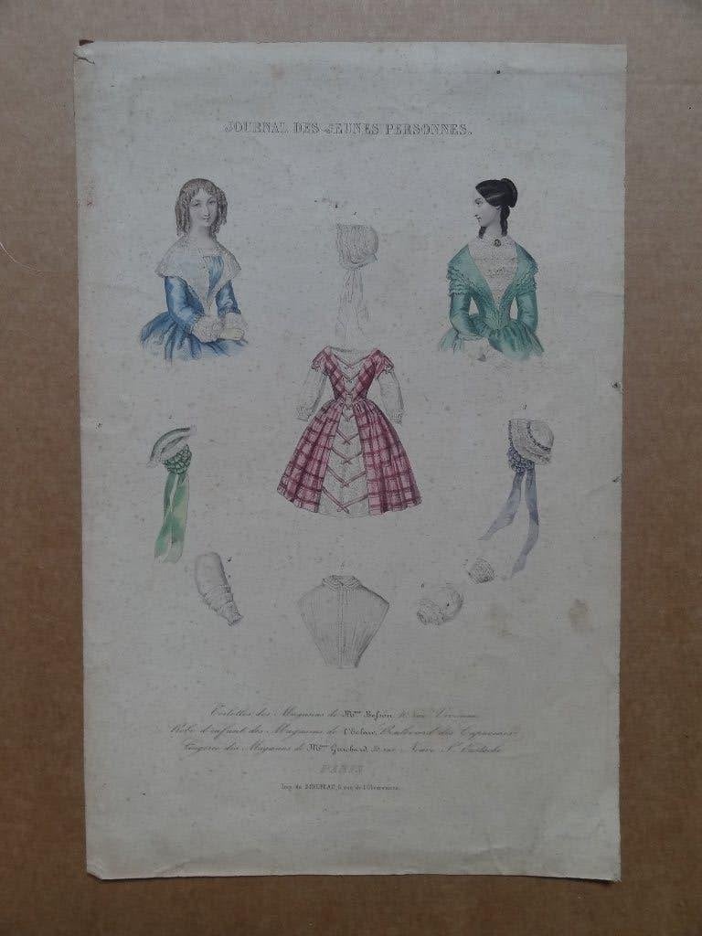 oude prent, mode voor jonge dames, Verzenden, Gelezen, Mode algemeen