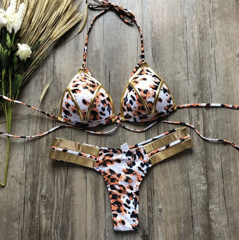 Luipaard gouden push up string bikini dames vrouwen sexy, Kleding | Dames, Badmode en Zwemkleding, Verzenden, Nieuw, Bikini