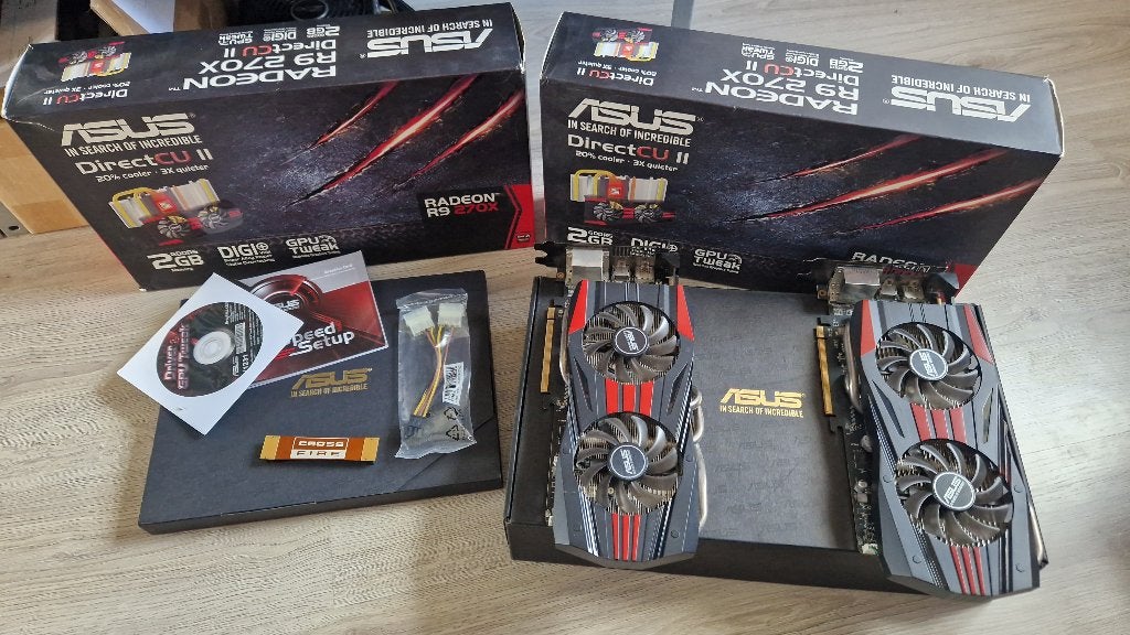 2x ASUS Radeon R9 270X DirectCU II Videokaarten, PCI-Express 3, AMD, Tv-Out, Ophalen of Verzenden