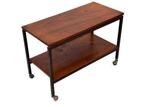 Vintage Teak Fineer Audio Trolley Bijzettafel Jaren '60, Gebruikt, Vintage, 60 cm of meer, Rechthoekig