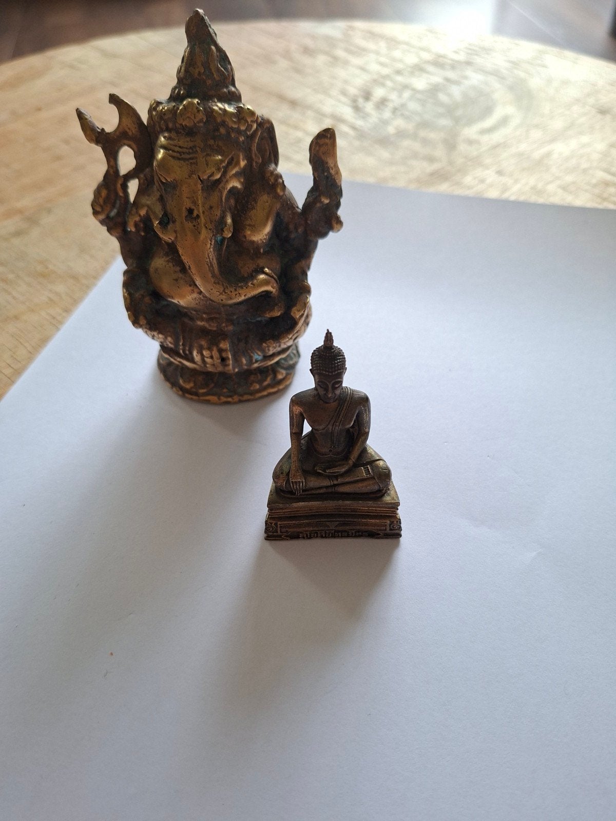 Te koop twee koperen Boedha beeldjes, Huis en Inrichting, Ophalen of Verzenden, Gebruikt