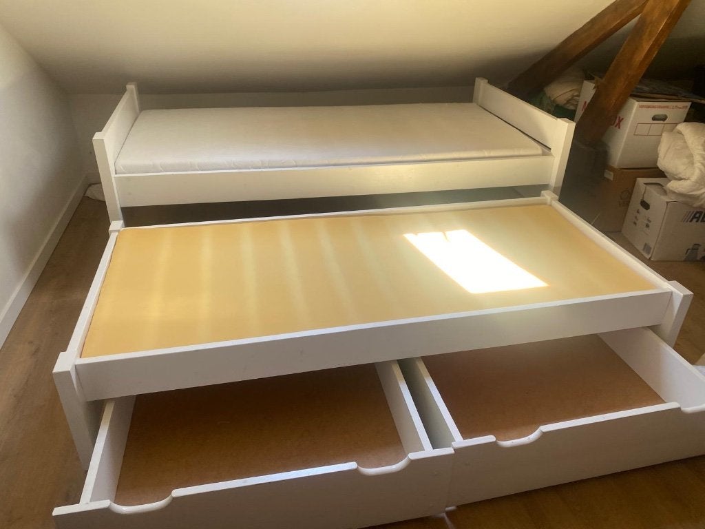 Tienerbed combi, Huis en Inrichting, Slaapkamer | Bedden, Ophalen, 90 cm, Wit, Tiener
