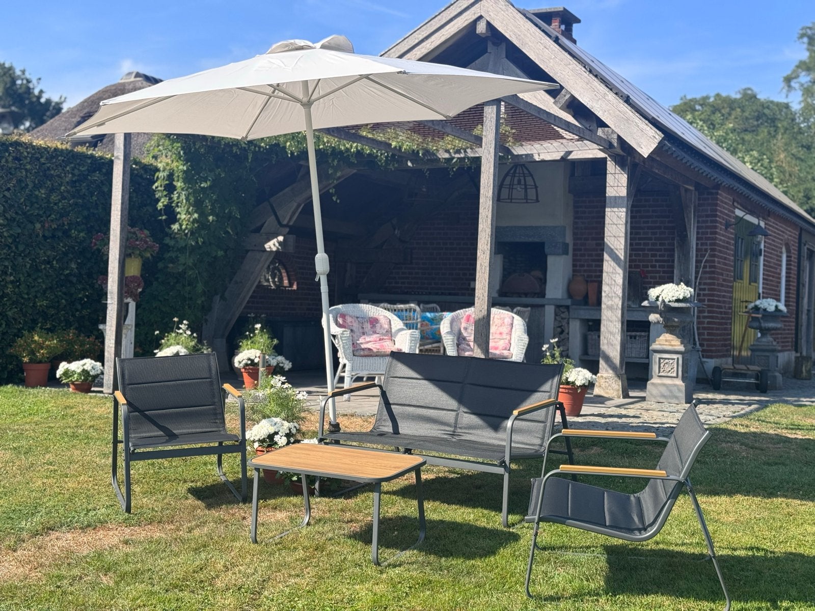 Zo goed als nieuwe tuinset (4x beschikbaar), Tuin en Terras, Tuinsets en Loungesets, Ophalen, 4 zitplaatsen, Aluminium, Zo goed als nieuw