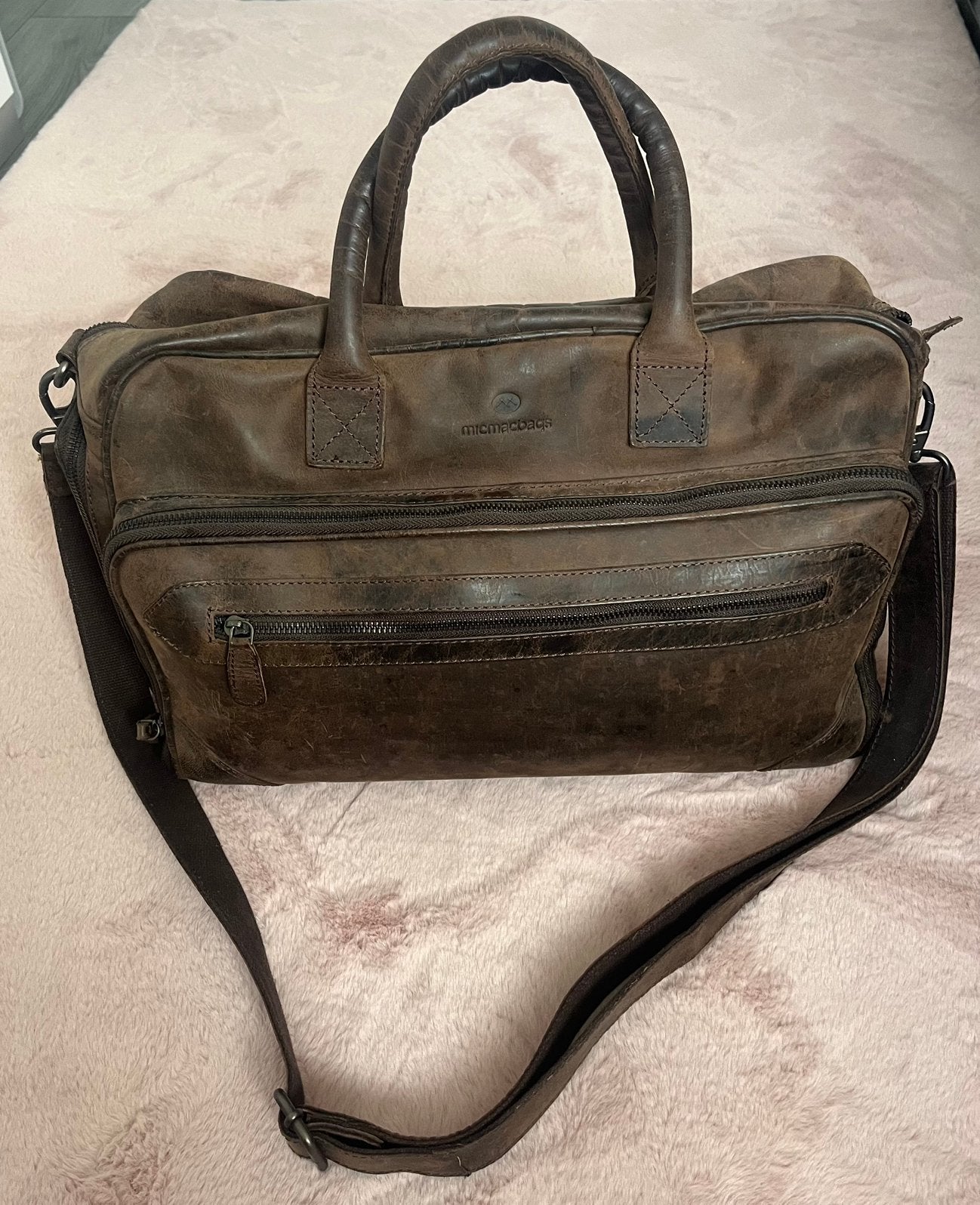 Micmacbags Luiertas Donkerbruin Rundleer, Verzorgingstas, Bruin, Gebruikt, Micmacbags