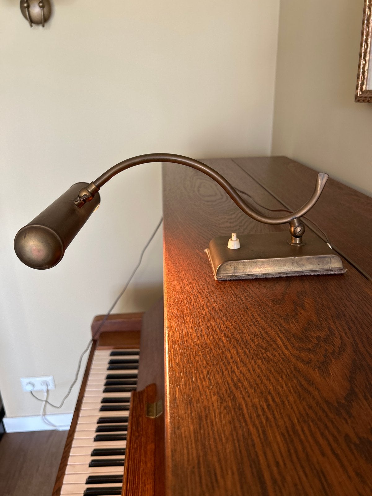 Antieke messing pianolamp / schilderijverlichting incl. LED, Ophalen