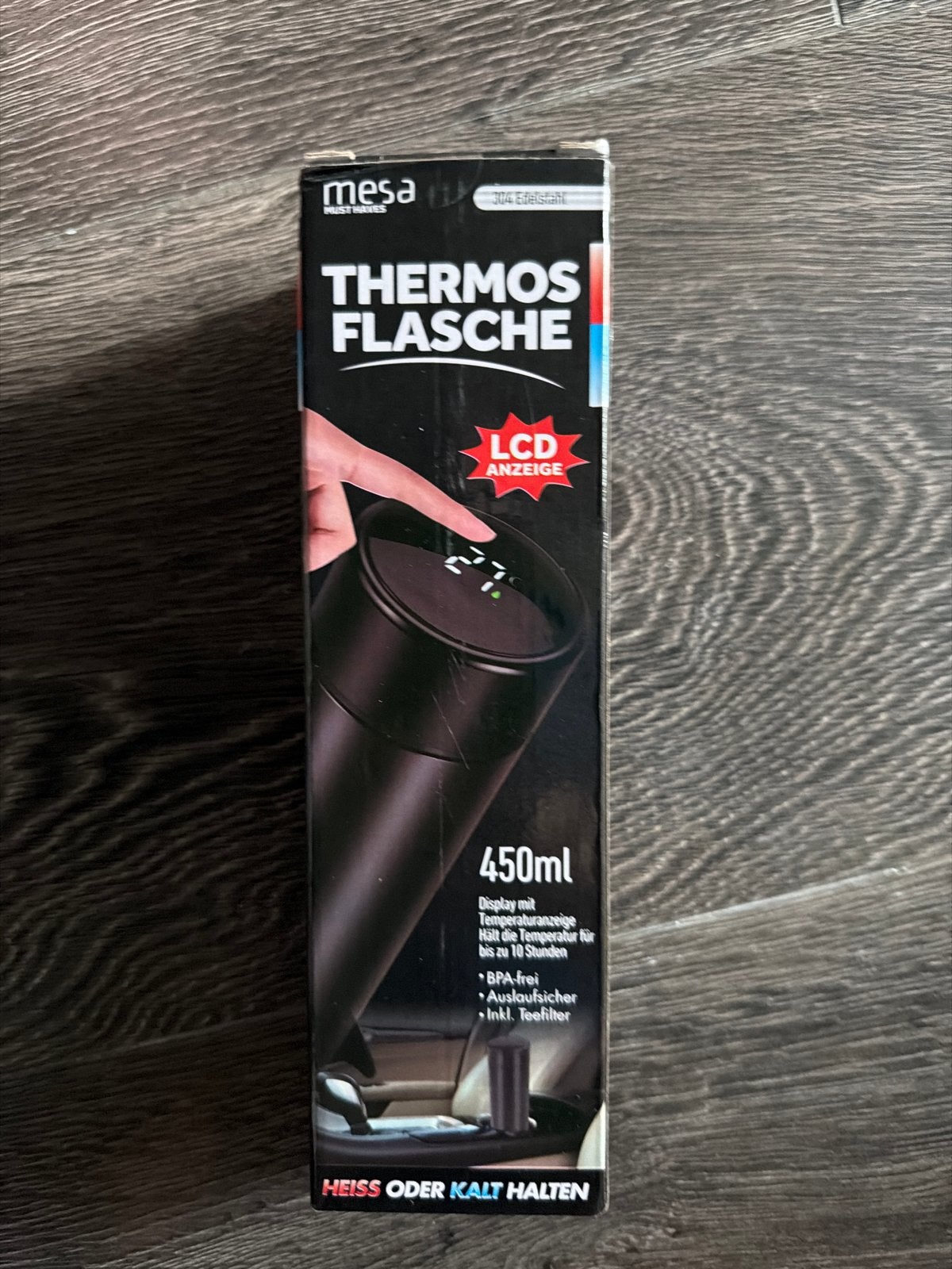 Mesa Thermo Flask 450ml met LCD display - Houdt warm/koud, Overige typen, Nieuw, Ophalen of Verzenden, Zwart