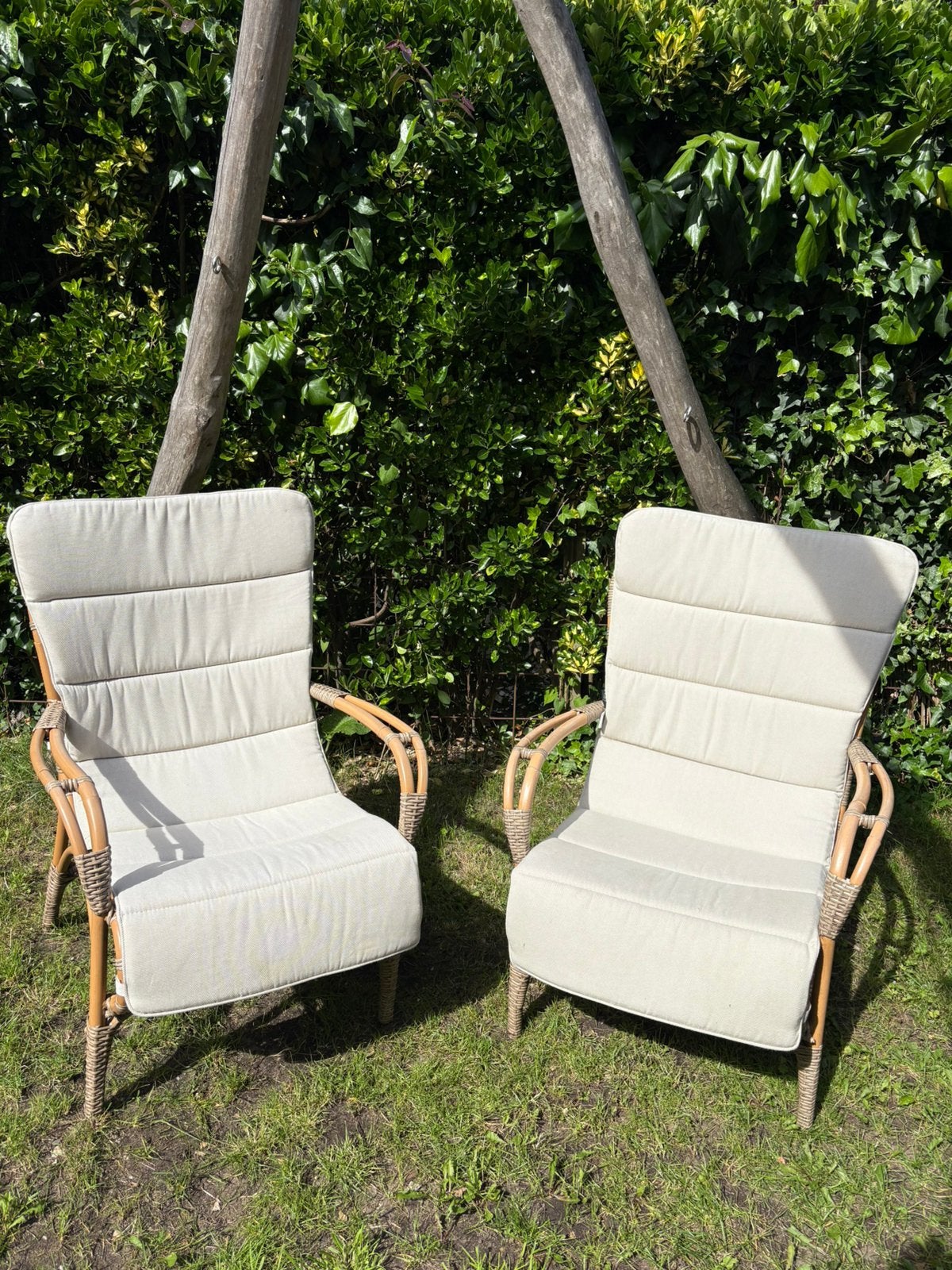 Twee Kees Smit Napoli lounge stoelen + intenso tuinkussen, Ophalen, Zo goed als nieuw, Wicker