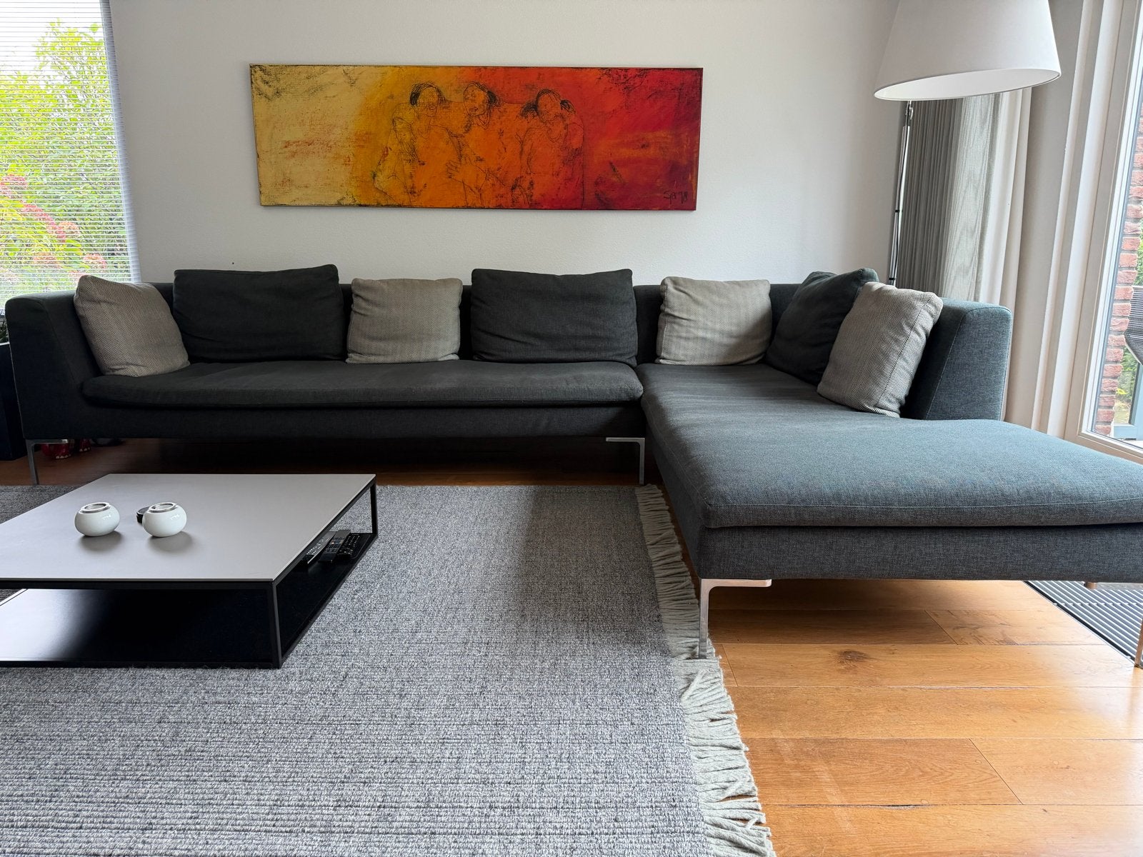 B&B Italia Charles bank met chaise longue (3.30 x 2.30), Huis en Inrichting, Gebruikt, 100 tot 125 cm, Hoekbank, 300 cm of meer