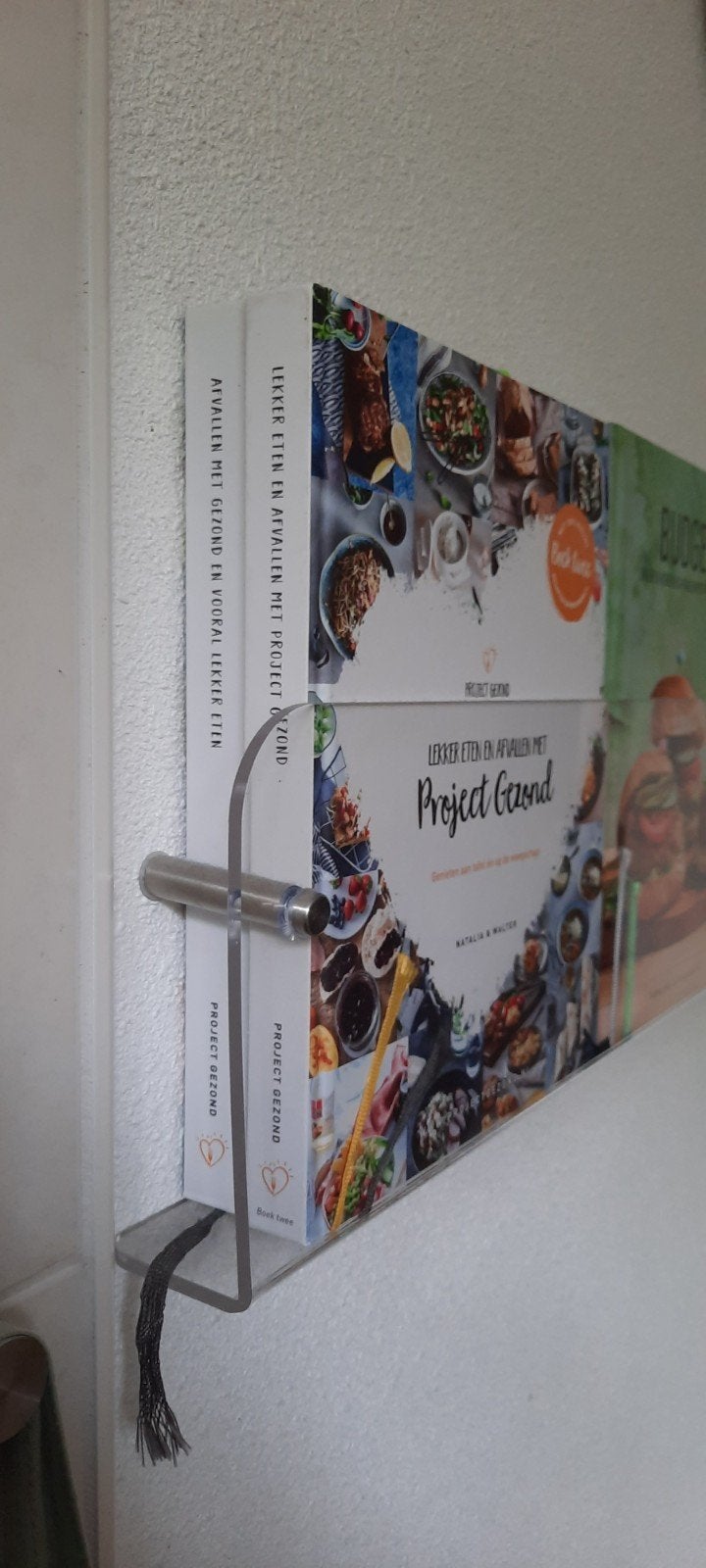 Doorzichtige wandplank voor a.o. Kookboeken - tijdschriften, Ophalen, Zo goed als nieuw