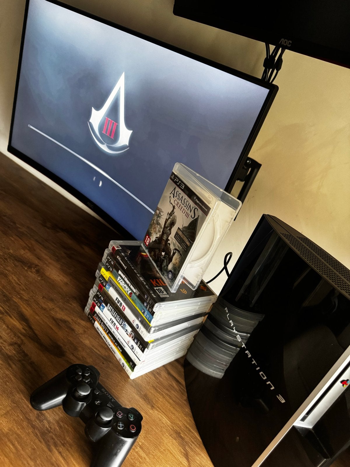 PlayStation 3 (PS3) CECHL04 met controller en games, Phat, Met 1 controller, Gebruikt, Met games