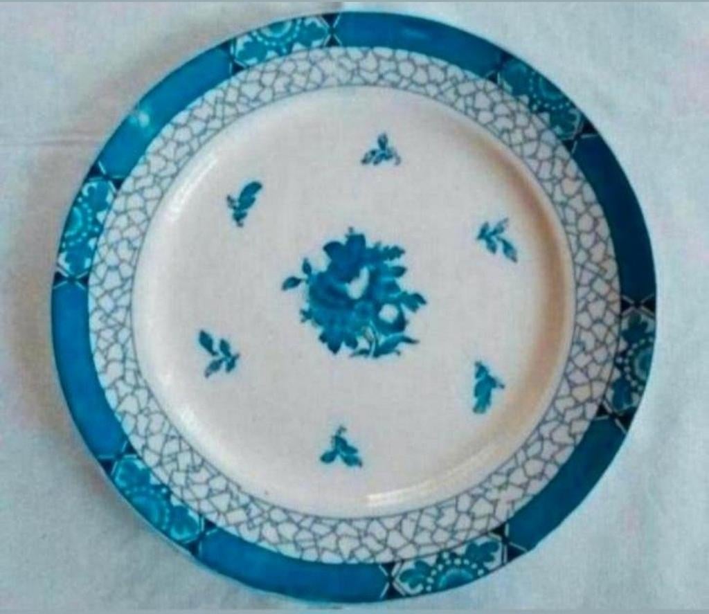 Engelse ronde platte schaal Adams Juliet blauwe bloemen, Antiek en Kunst, Ophalen of Verzenden