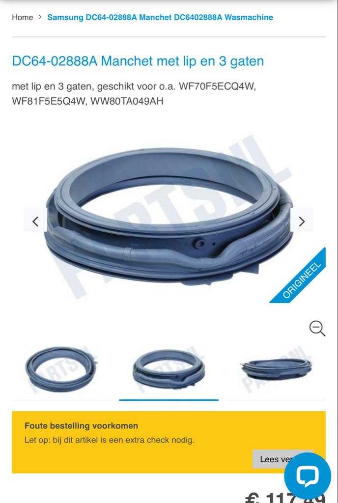 Samsung wasmachine WF70F5ECQ4W, WF81F5E5Q4W Manchet Knelring, Ophalen, Zo goed als nieuw, 1200 tot 1600 toeren, Voorlader