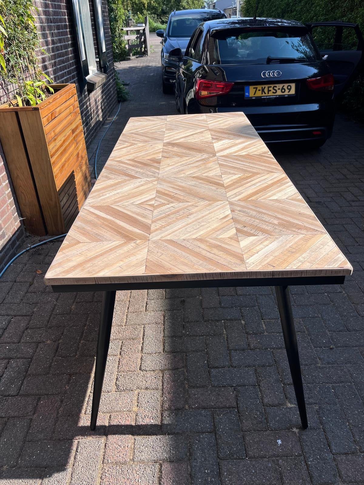 Eettafel 2.20x0.90, Tuin en Terras, Tuintafels, Gebruikt, Rechthoekig, Metaal, Ophalen