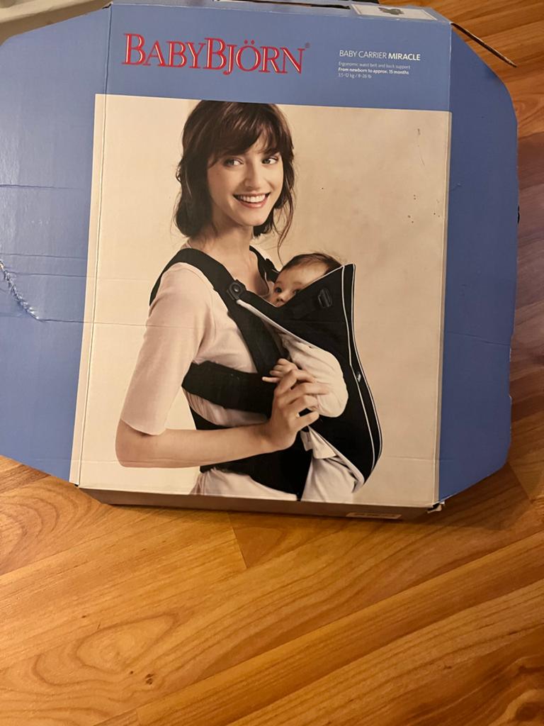 BabyBjörn Draagzak Miracle (3,5-12 kg) - Zwart, Ophalen, Zo goed als nieuw, Buik, Baby Björn