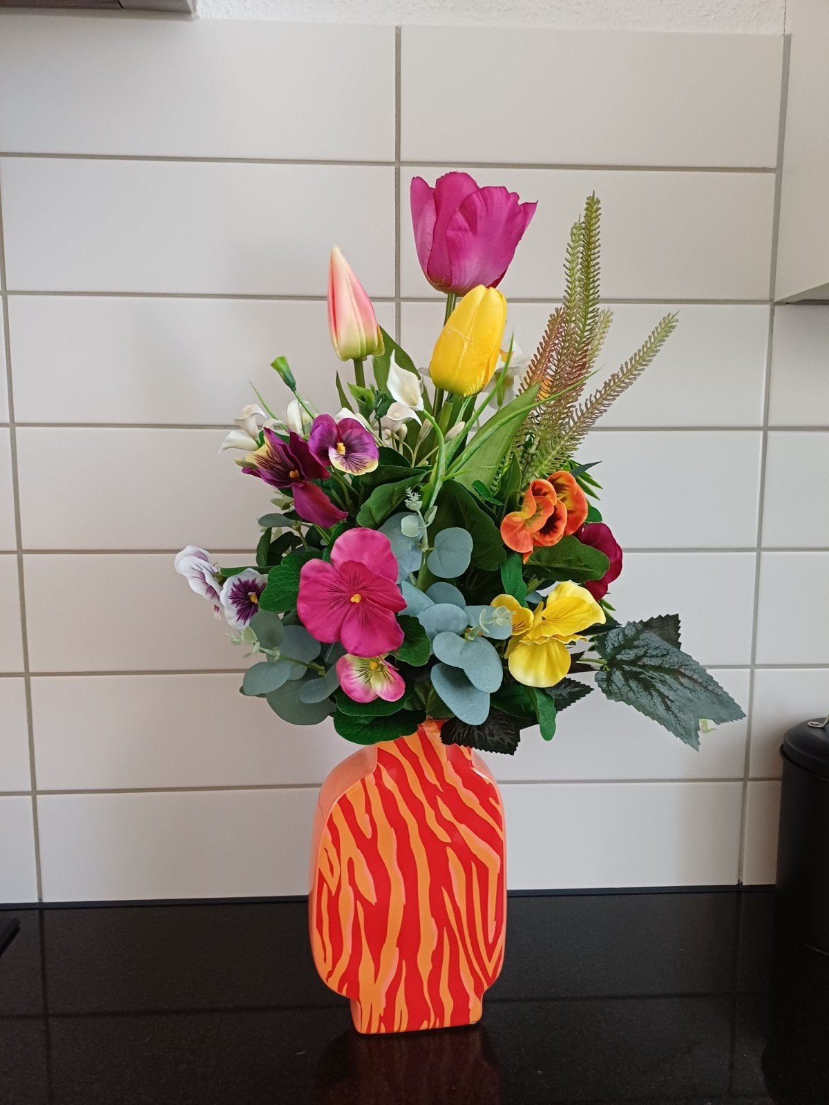 Prachtig zijden bloemen boeket inclusief vaas, Ophalen of Verzenden, Nieuw