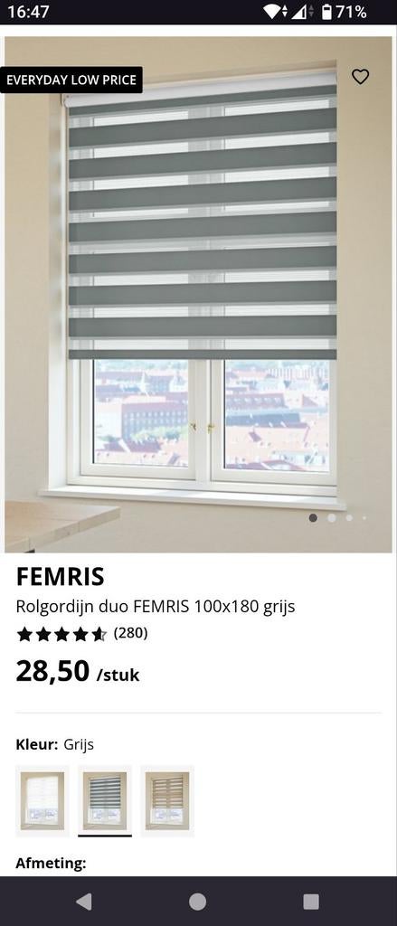 Jysk duo rolgordijn grijs 100x180 cm FEMRIS, Huis en Inrichting, Stoffering | Gordijnen en Lamellen, Ophalen of Verzenden, Grijs