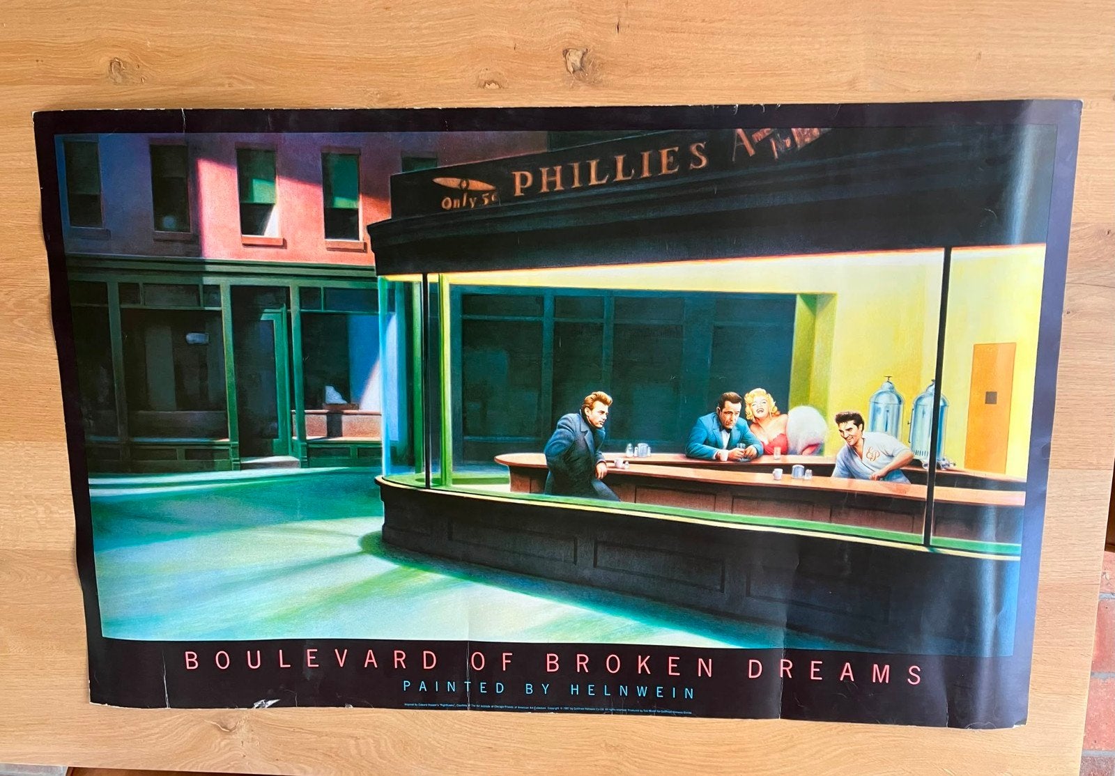 Originele poster 'Boulevard of Broken Dreams' James Dean, Verzamelen, Gebruikt, Deurposter of groter, Rechthoekig Liggend, Ophalen of Verzenden