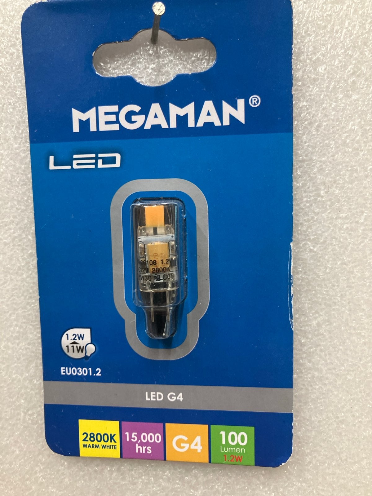 Megaman LED G4 Warm Wit 1.2W (11W equivalent) Lamp, Led-lamp, Nieuw, Ophalen of Verzenden, Warm wit
