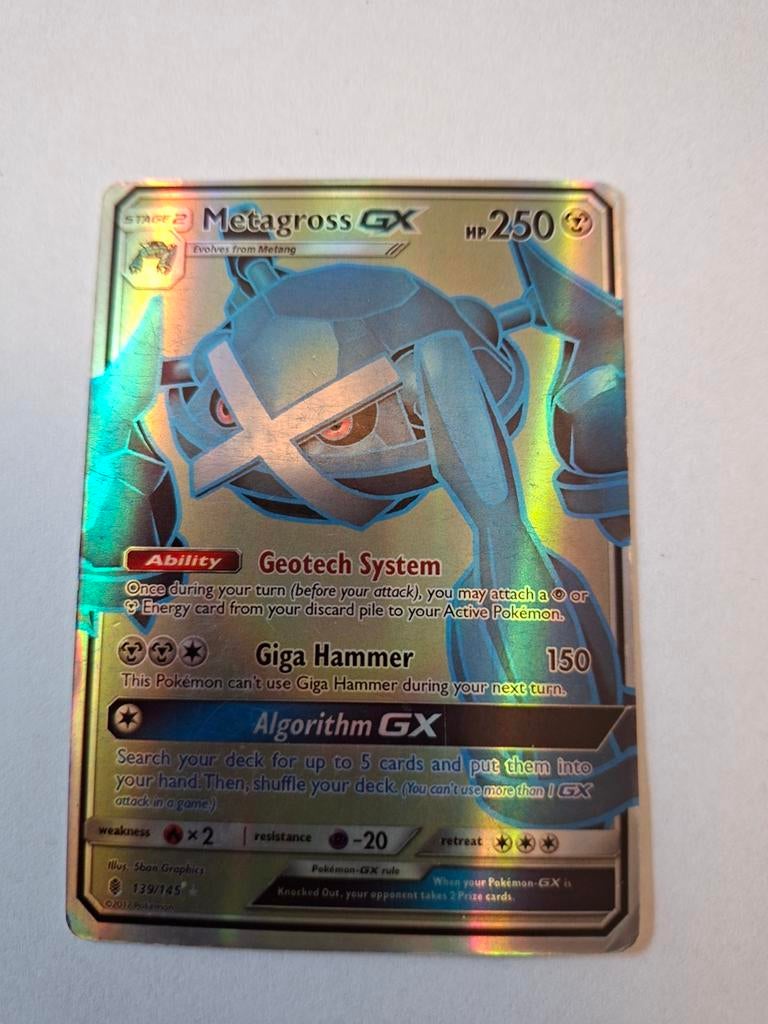 Metagross GX 139/145 Full Art Pokemon Kaart, Ophalen of Verzenden, Gebruikt, Losse kaart, Foil
