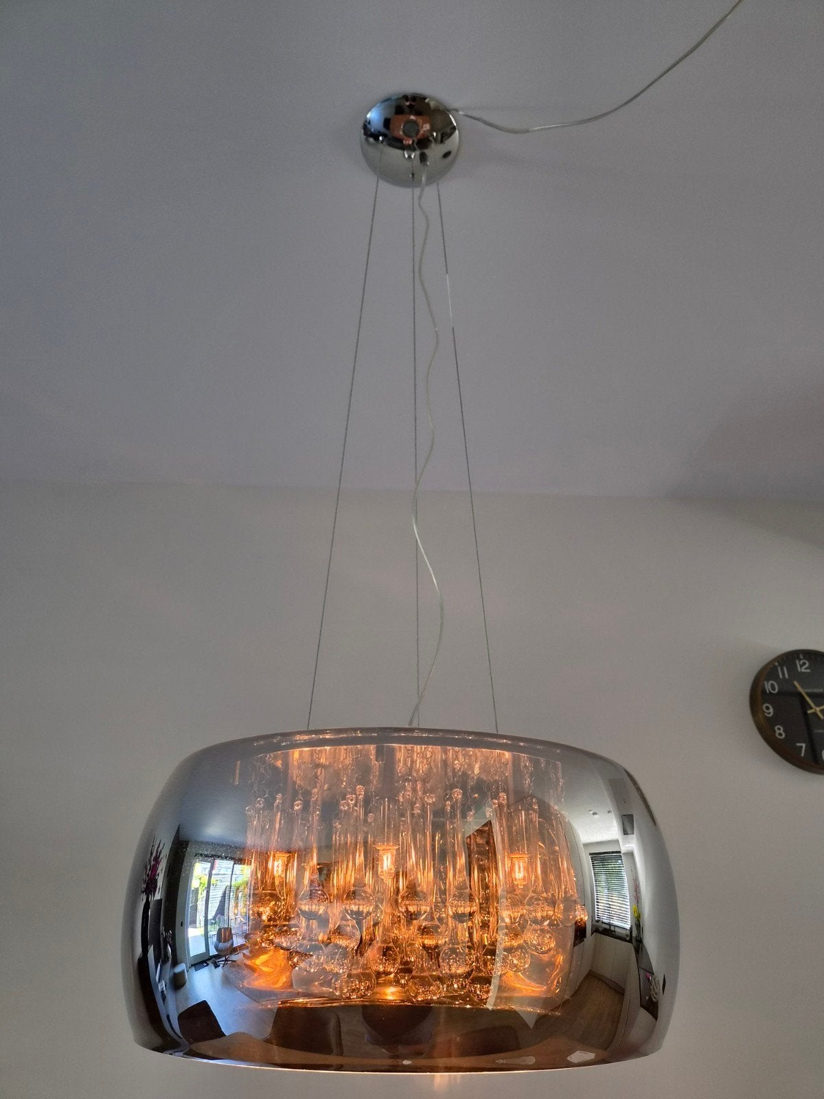 Prachtige Rietveld hanglamp, glas pegels, smoke glas dimbaar, Ophalen, Glas, Minder dan 50 cm, Hotel chique