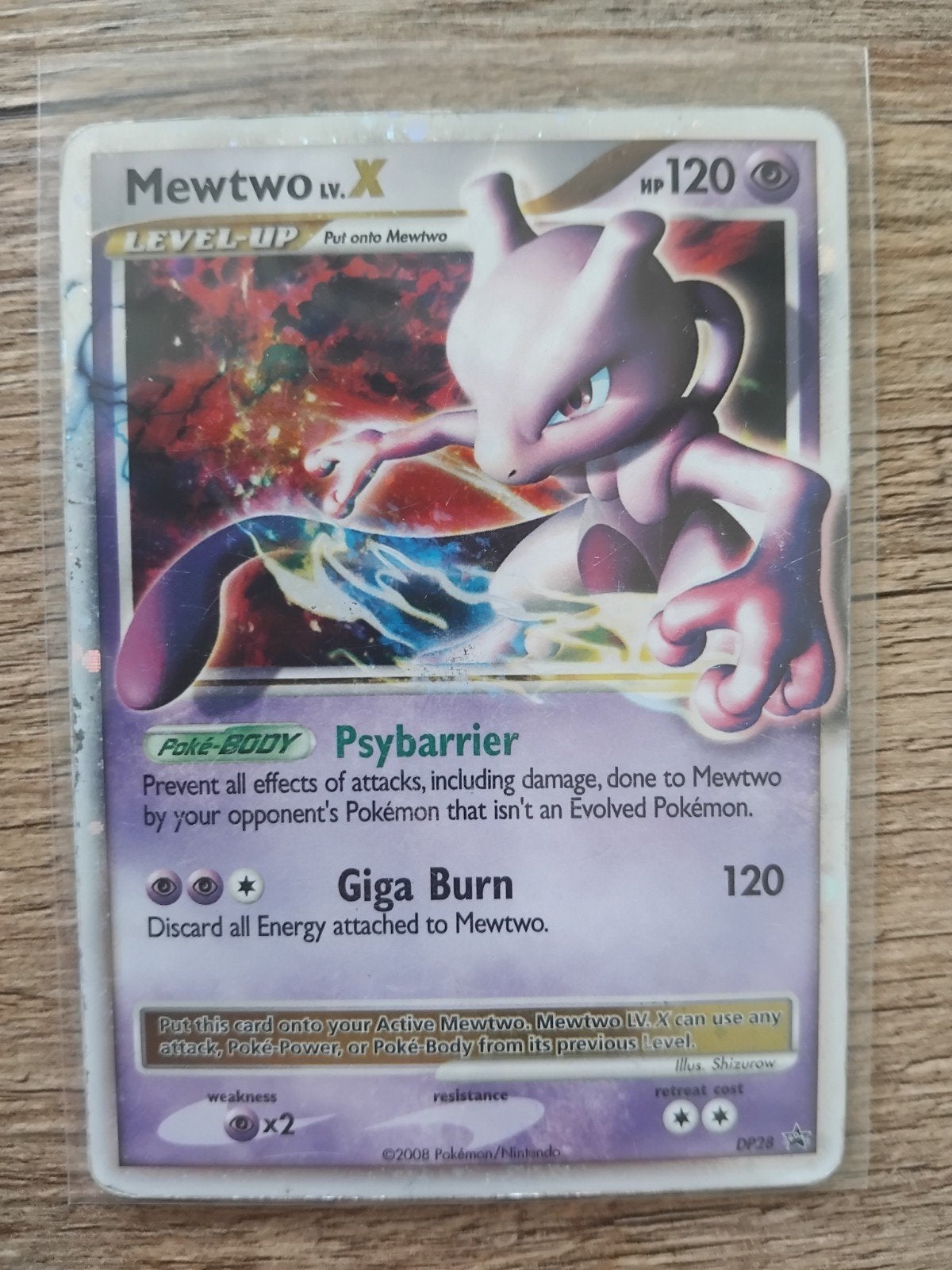 Mewtwo LV.X Pokémon Kaart - DP28 Promo 2008, Ophalen of Verzenden, Gebruikt, Losse kaart