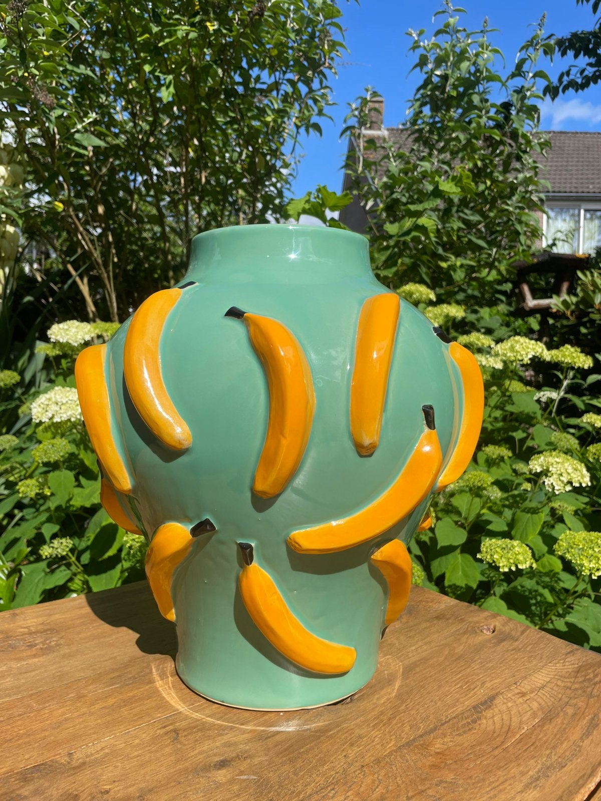 Keramiek bananen vaas, Ophalen, Nieuw, Groen