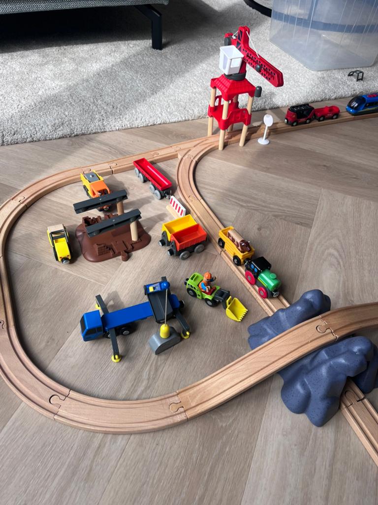 Grote houten treinbaan set (Brio en Lidl), Ophalen, Gebruikt, Overige merken