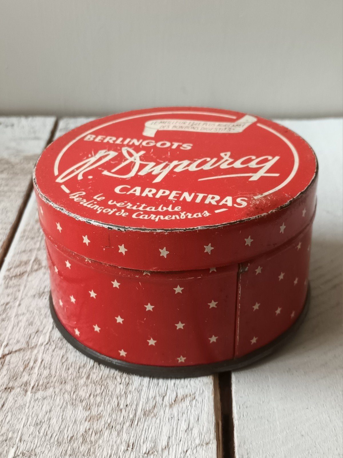 Vintage J. Duparcq Berlingots Carpentras blik, Verzamelen, Blikken, Ophalen of Verzenden, Gebruikt, Overige, Overige merken