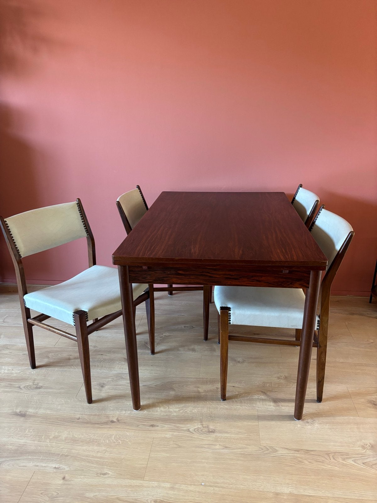 Mid-century eetset jaren '50/60 - Compact en uitklapbaar, Huis en Inrichting, Tafels | Eettafels, Ophalen, Gebruikt, 100 tot 150 cm