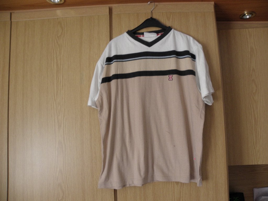 Goedkoop dik bruin beige off white katoenen shirt TWINLIFE M, Kleding | Heren, T-shirts, Bruin, Maat 48/50 (M), Ophalen of Verzenden