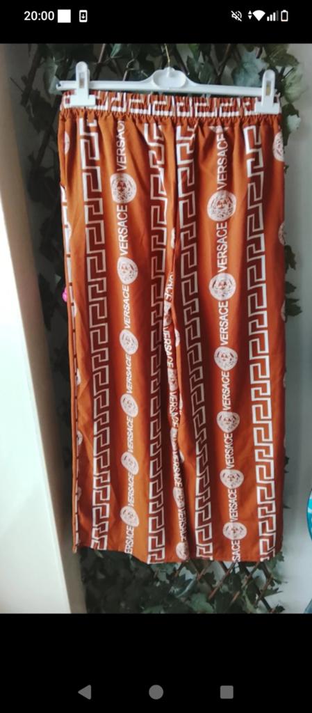 Versace-stijl broek - Oranje met wit patroon, Maat 38/40 (M), Nieuw, Oranje, Ophalen of Verzenden