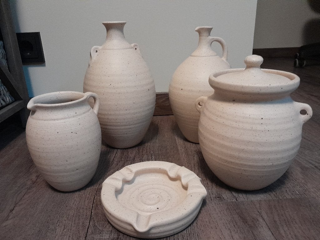 Set van Keramiek, 28 cm, Gebruikt, Beige, Ophalen of Verzenden