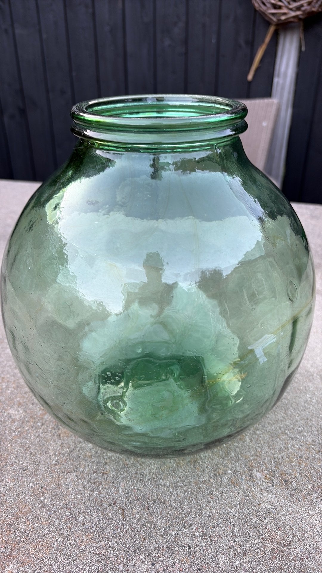 VAAS GROEN GLAS BOL OMVANG 80 cm, Tuin en Terras, Ophalen, Zo goed als nieuw