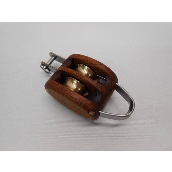 Houten Blok / Katrol, Dubbelschijfs, hondsvot, 8-10 mm, teak, Watersport en Boten, Ophalen of Verzenden, Nieuw, Lijn of Blok