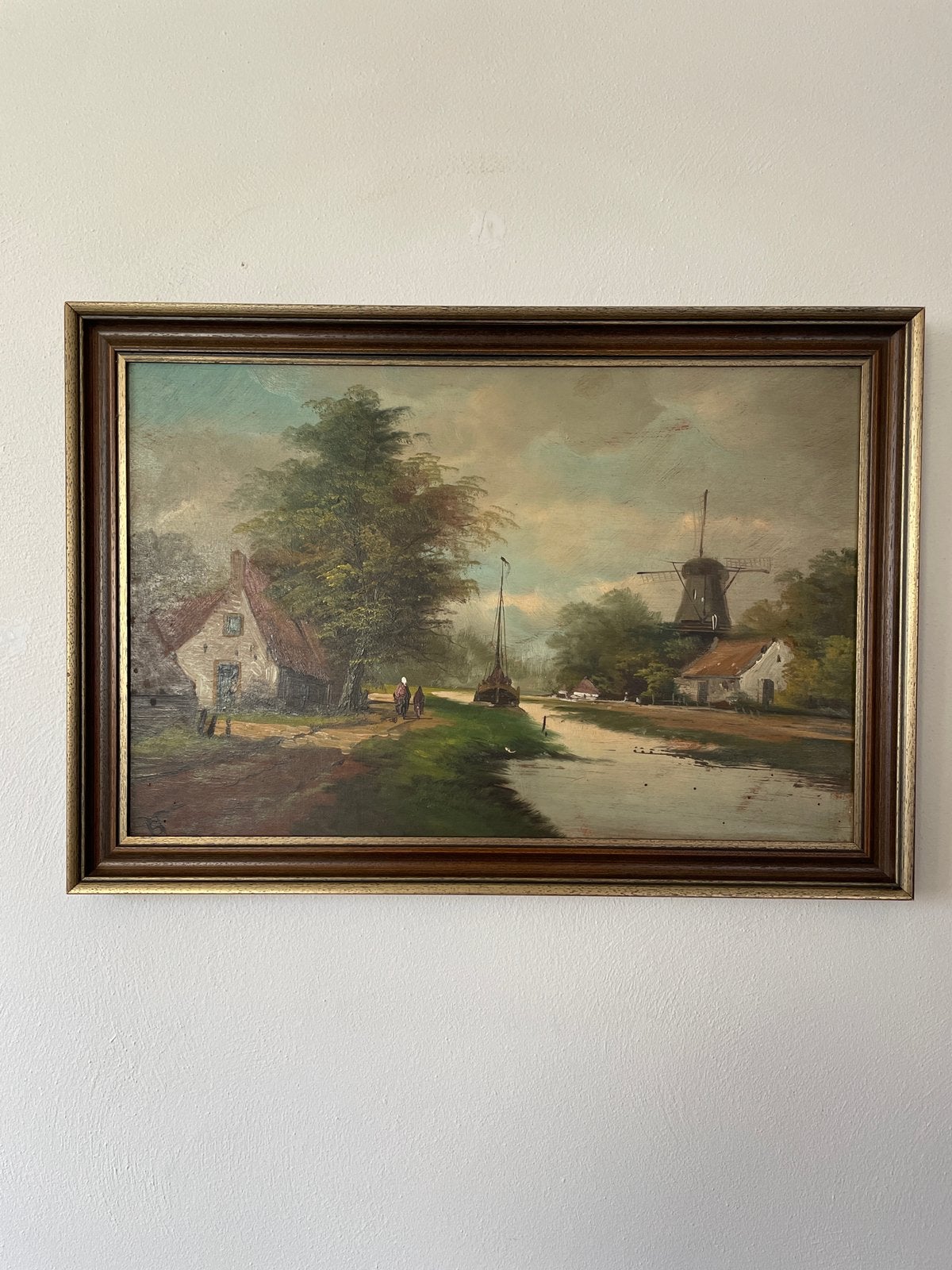 Schilderij Hollandse molen aan het water, Ophalen