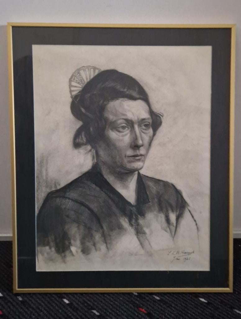 Houtskool portret antiek 1925, Ophalen
