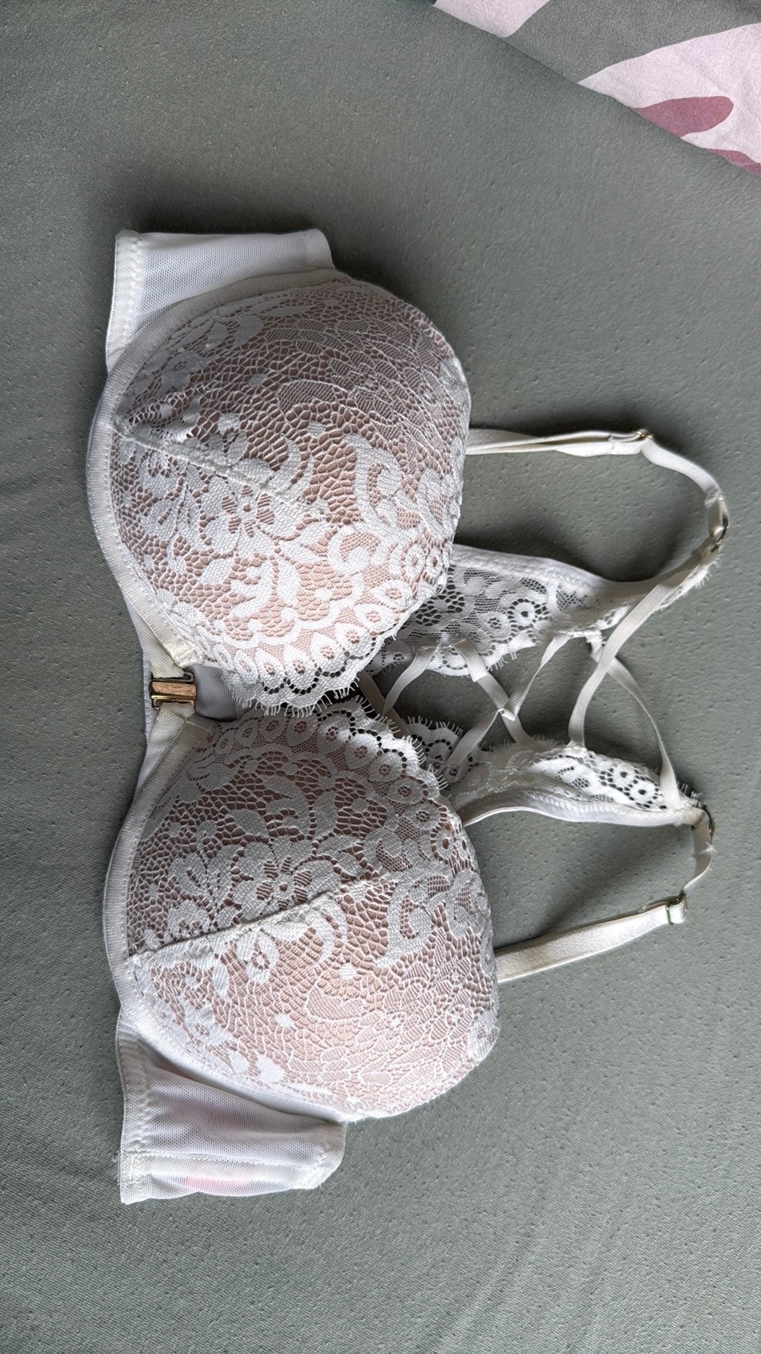 BH wit kant sluiting voorkant corset, Verzenden, Wit, BH