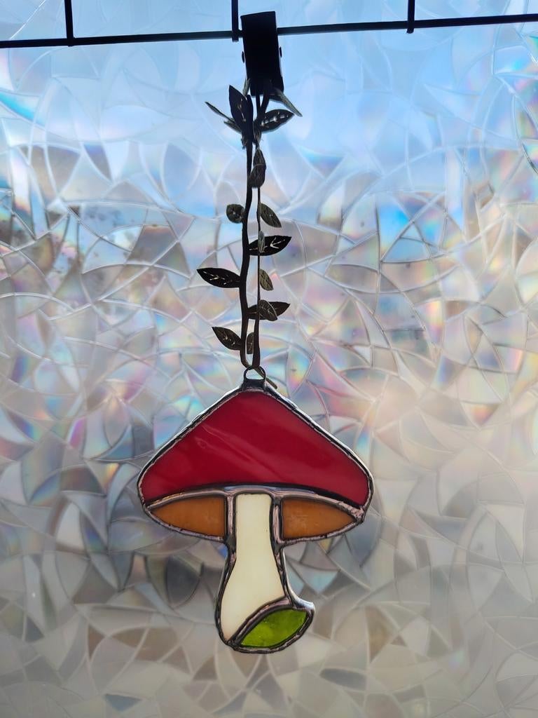 Glas in lood paddenstoeltje, Ophalen of Verzenden