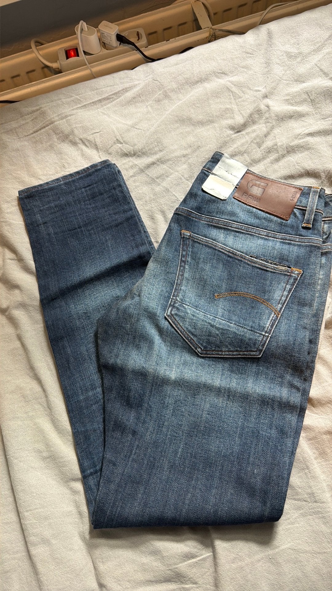 G-Star 3301 Slim Jeans Maat W31 L34 - Donkerblauw Stretch, Ophalen of Verzenden, Gedragen, Blauw, W32 (confectie 46) of kleiner