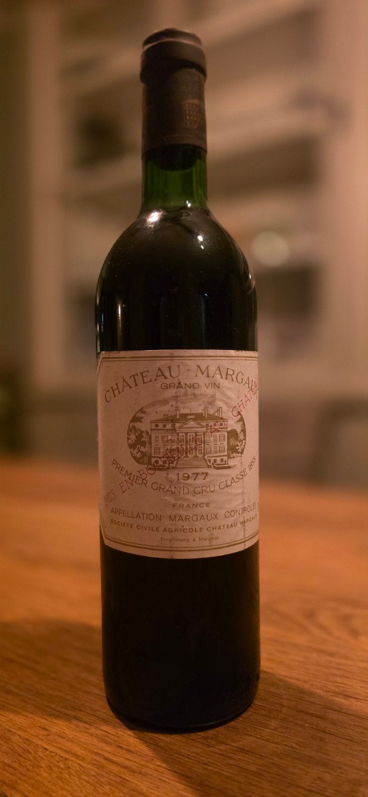 Château Margaux 1977 - Premier Grand Cru Classé 1855, Ophalen of Verzenden, Gebruikt, Frankrijk, Rode wijn