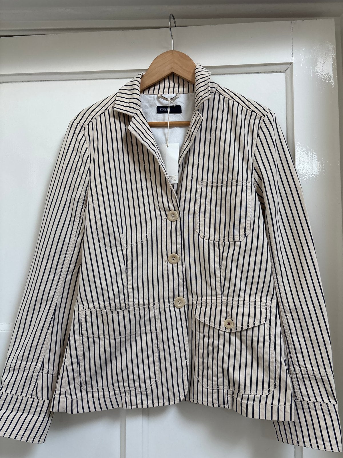 Nieuwe Closed blauw wit gestreepte colbert/jas - Maat L, Ophalen of Verzenden, Nieuw, Maat 42/44 (L), Wit