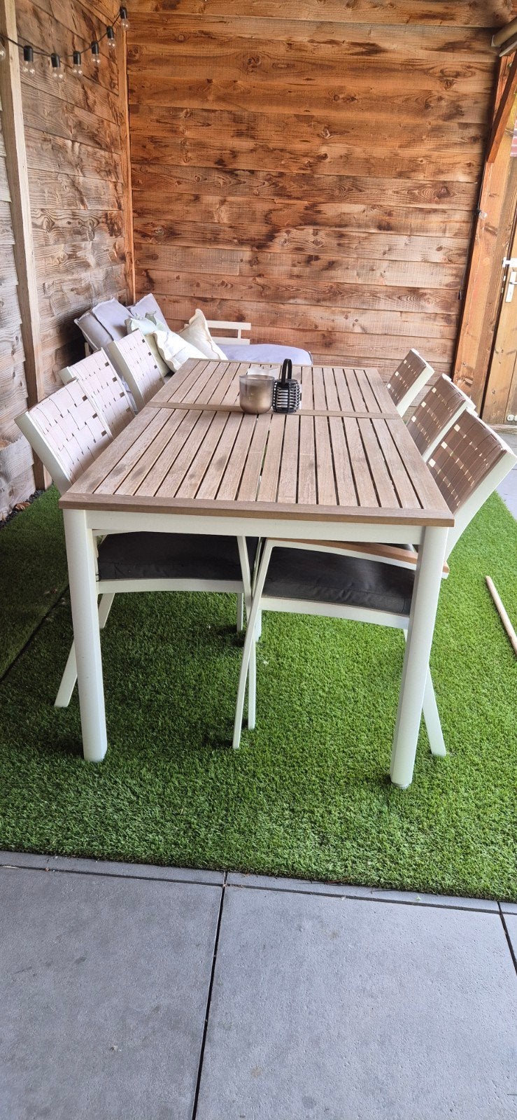 Tuinset met 6 stoelen en tafel, Ophalen, Overige materialen, 6 zitplaatsen, Zo goed als nieuw