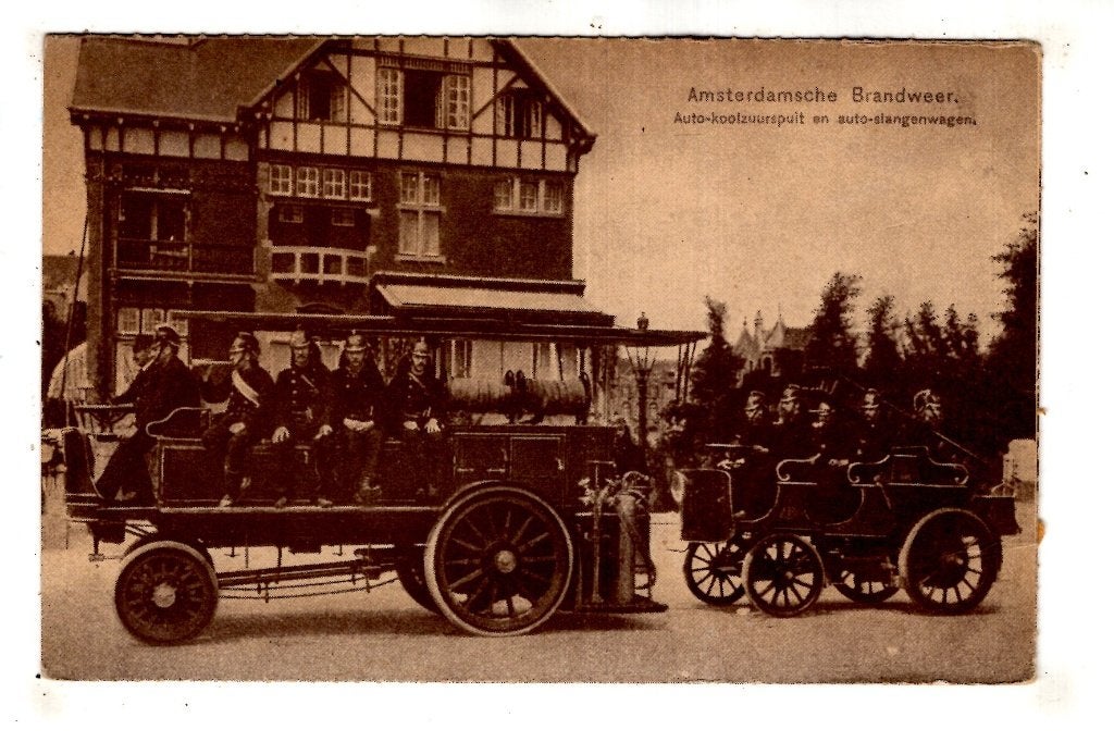 Amsterdam Brandweer  met Wagens  UItg, v.d. Veer JVA, Verzamelen, Verzenden, Voor 1920, Ongelopen, Noord-Holland