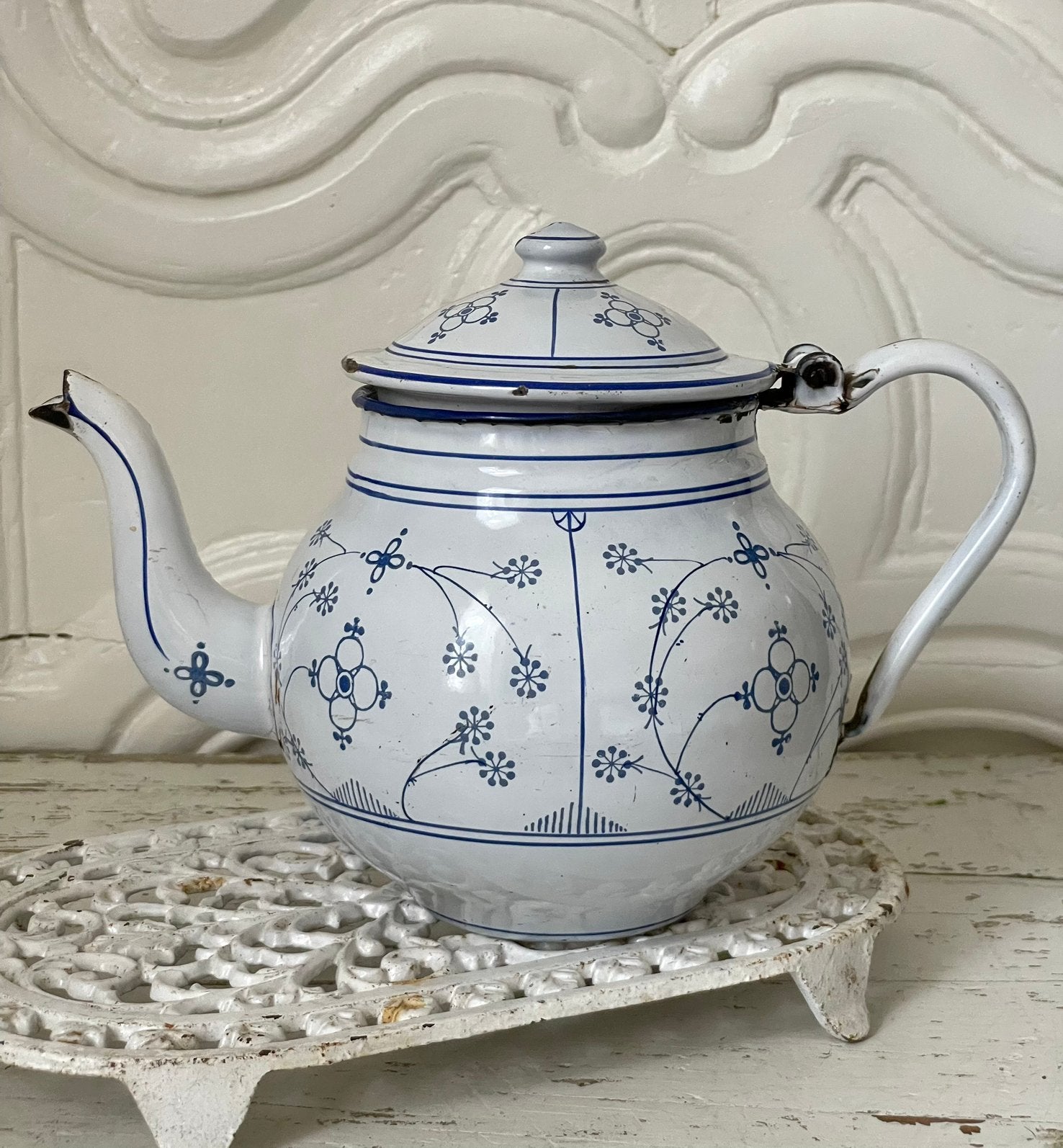 Emaille oude theepot Saks, Antiek en Kunst, Antiek | Emaille, Ophalen of Verzenden