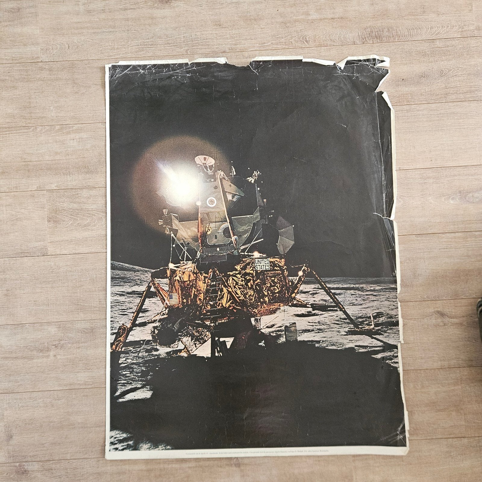 Vintage Apollo 14 Maanlander Poster 115 x 84cm, Ophalen of Verzenden, Gebruikt, A1 t/m A3, Overige onderwerpen