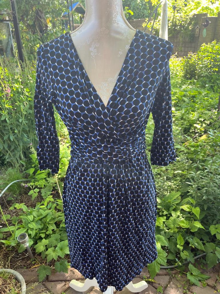 Seraphine Zwangerschapsjurk Blauw Zwart Polkadot Maat M, Kleding | Dames, Positiekleding, Maat 38/40 (M), Blauw, Jurk, Ophalen of Verzenden