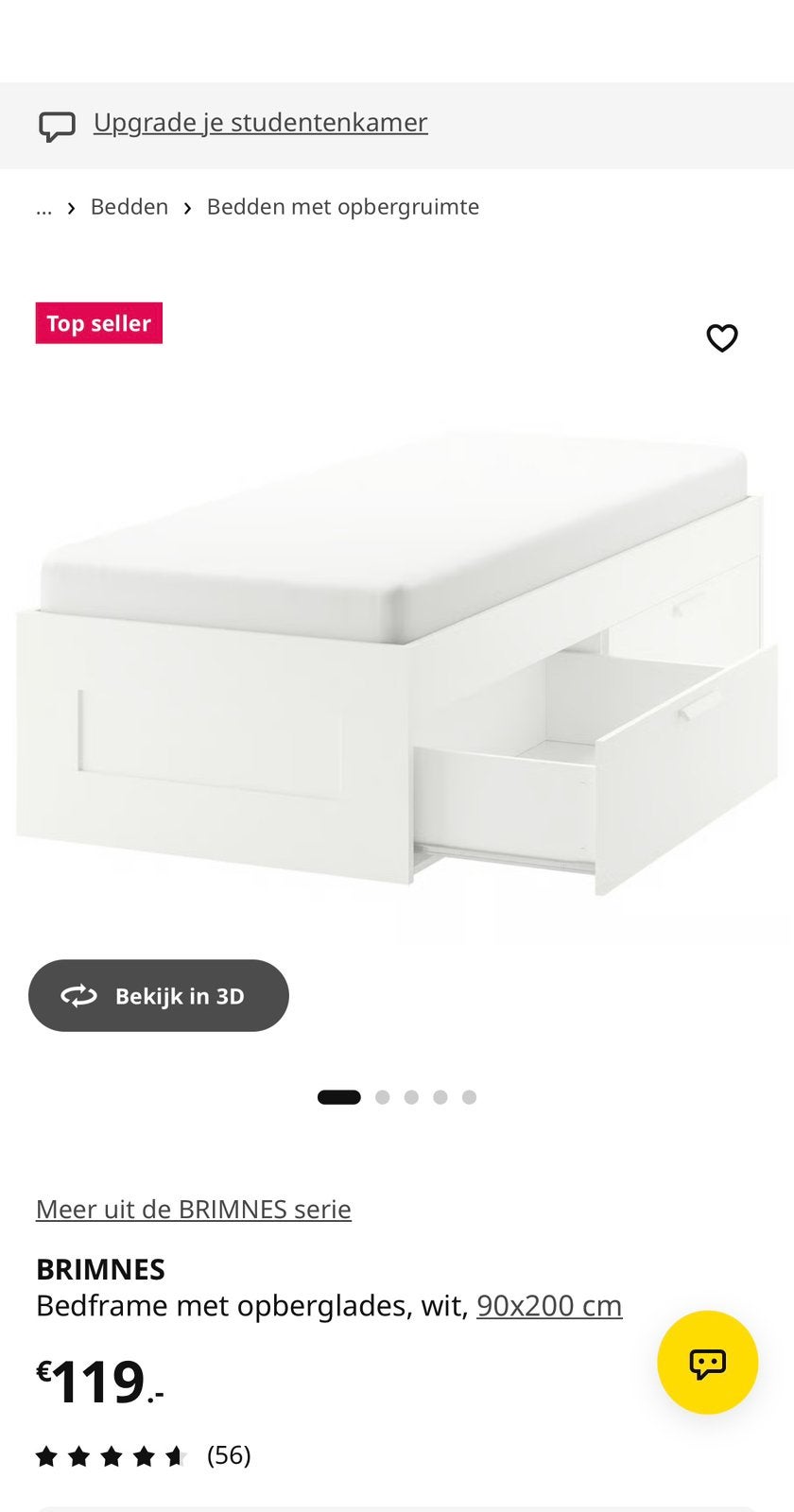İkea bed 90x200, Huis en Inrichting, Ophalen, 90 cm, Eenpersoons, Wit
